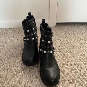 Guess Black Combat Moto Boots with Studded Detailing size 8.5